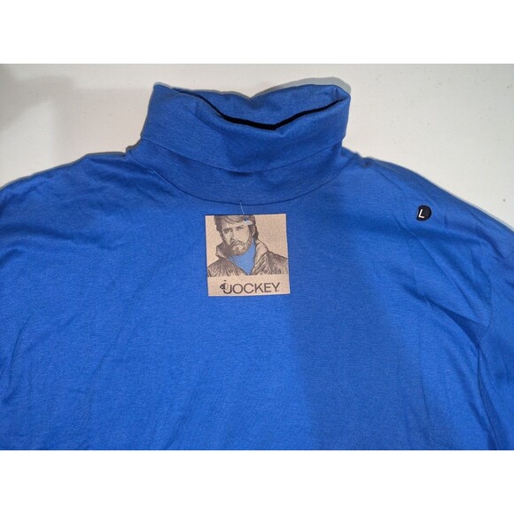NEW NOS VTG L Jockey Mens Turtleneck Blue All Cotton USA - Picture 1 of 4